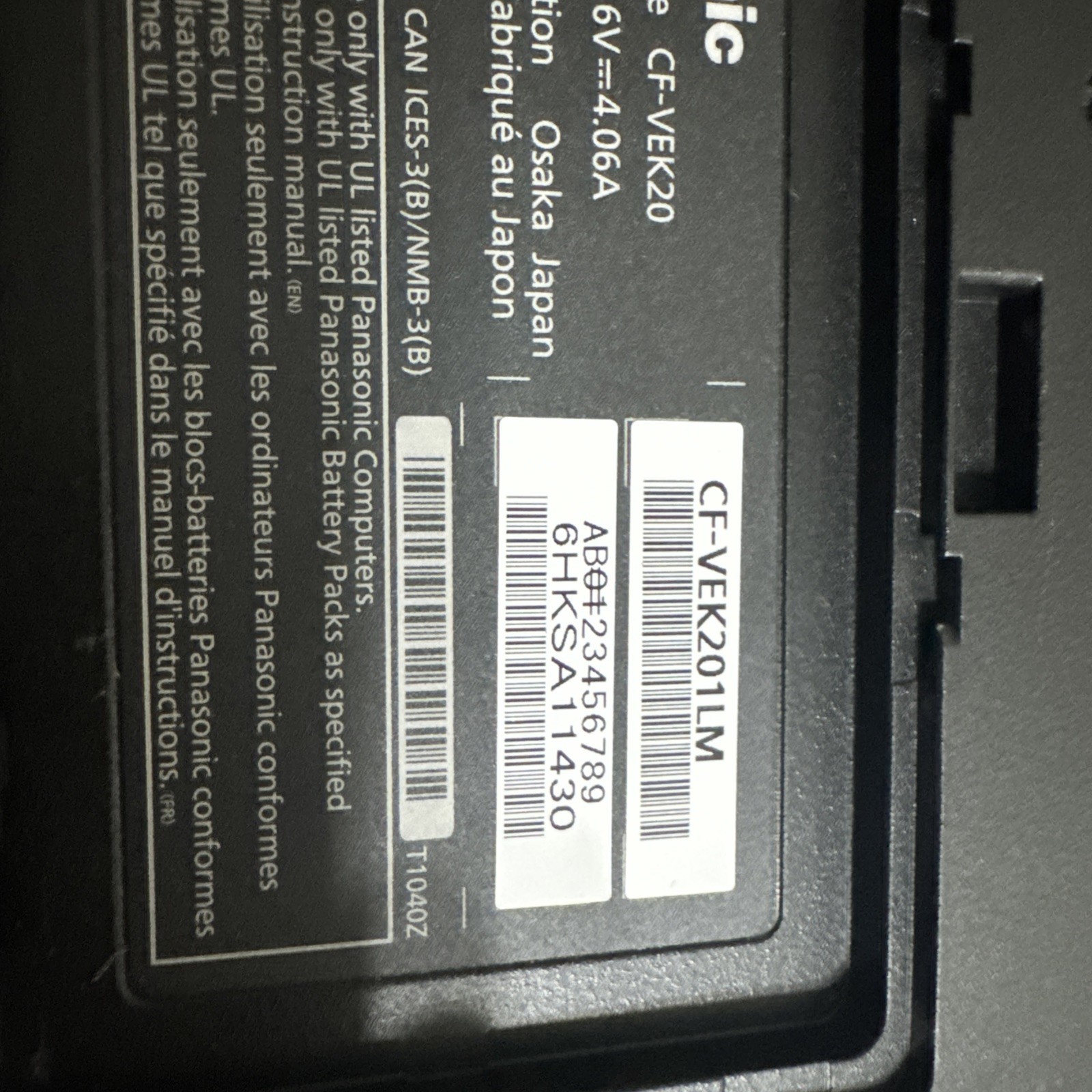 Panasonic ToughBook CF-20 KEYBOARD, FULLY TESTED NO BATTERY, CF-VEK201LM
