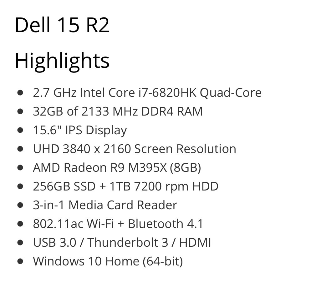 DELL 4K Alienware 15 R2 Intel Core i7-6700HQ 2.60 GHz 1TB 16GB