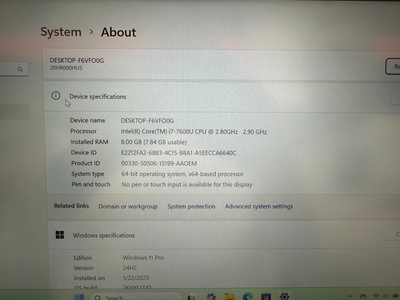 Lenovo 20HR000HUS TP X1 5th Gen 14″ i7-7600 8GB 256GB SSD Win 11 Pro