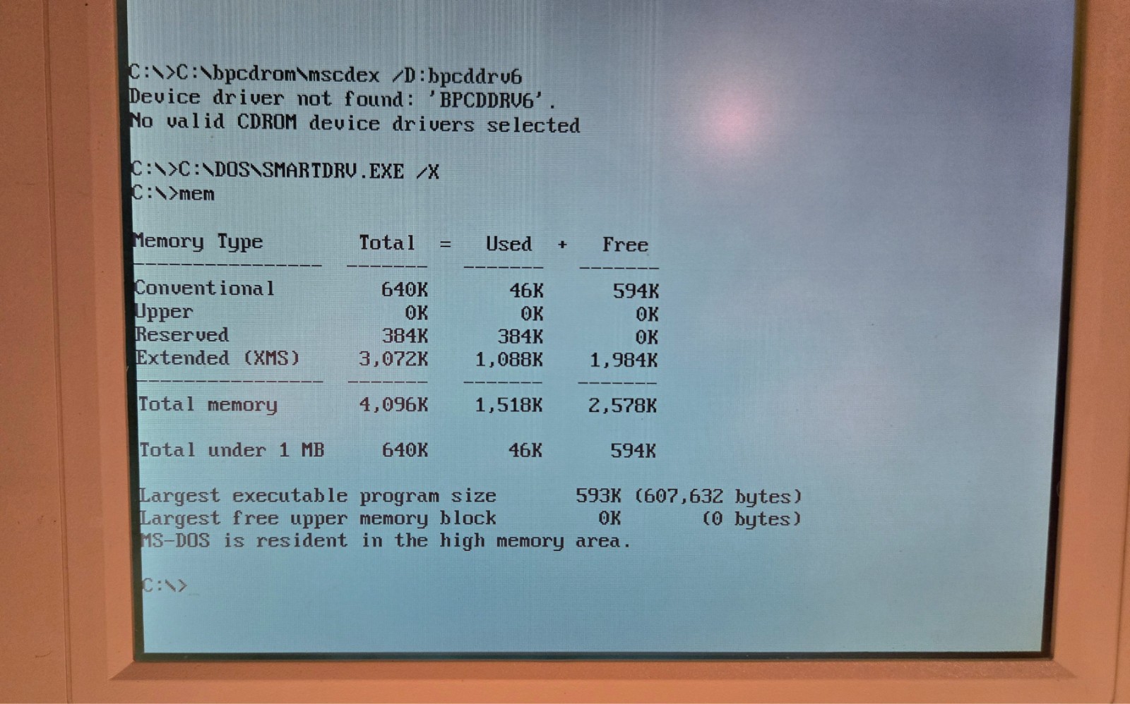Vintage Inex 4100 (Cyrix Cx486SLC @ 25 MHz, 4 MB RAM, MS-DOS 6.22/Windows 3.1)