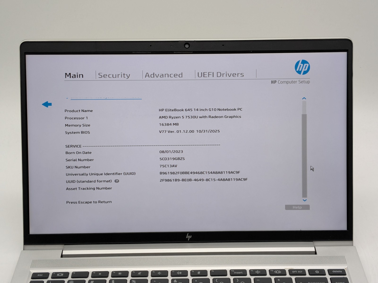 HP EliteBook 645 14 inch G10 14″ FHD Touch RYZEN 5 7530U 256GB SSD 16GB W11P