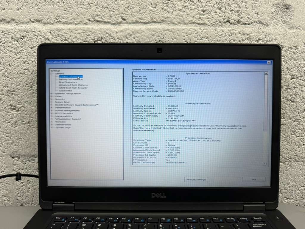 Dell Latitude 5491 14″ Laptop i7-8850H- READ DESC