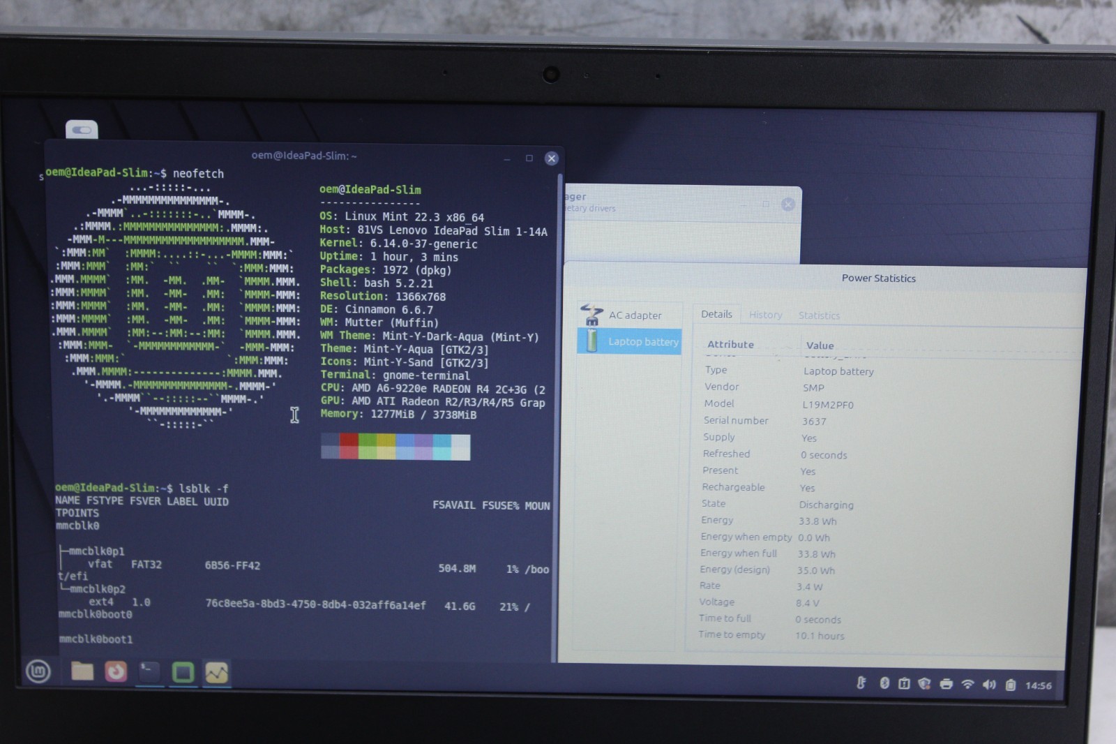 Lenovo IdeaPad Slim 1-14A | AMD A6-9220, 4GB Ram, 64GB emmc, Linux Mint *Read