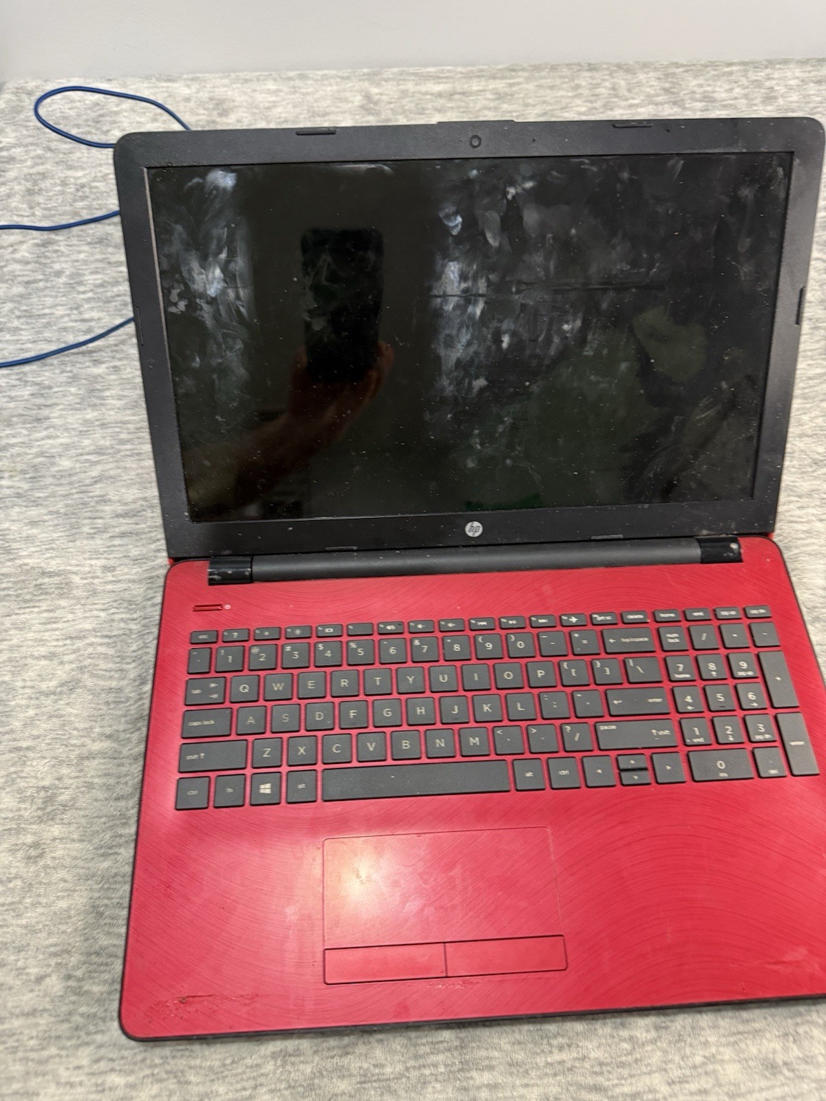 HP Red 15in Notebook/Laptop w/ Built-in Webcam – For Parts/Not Working