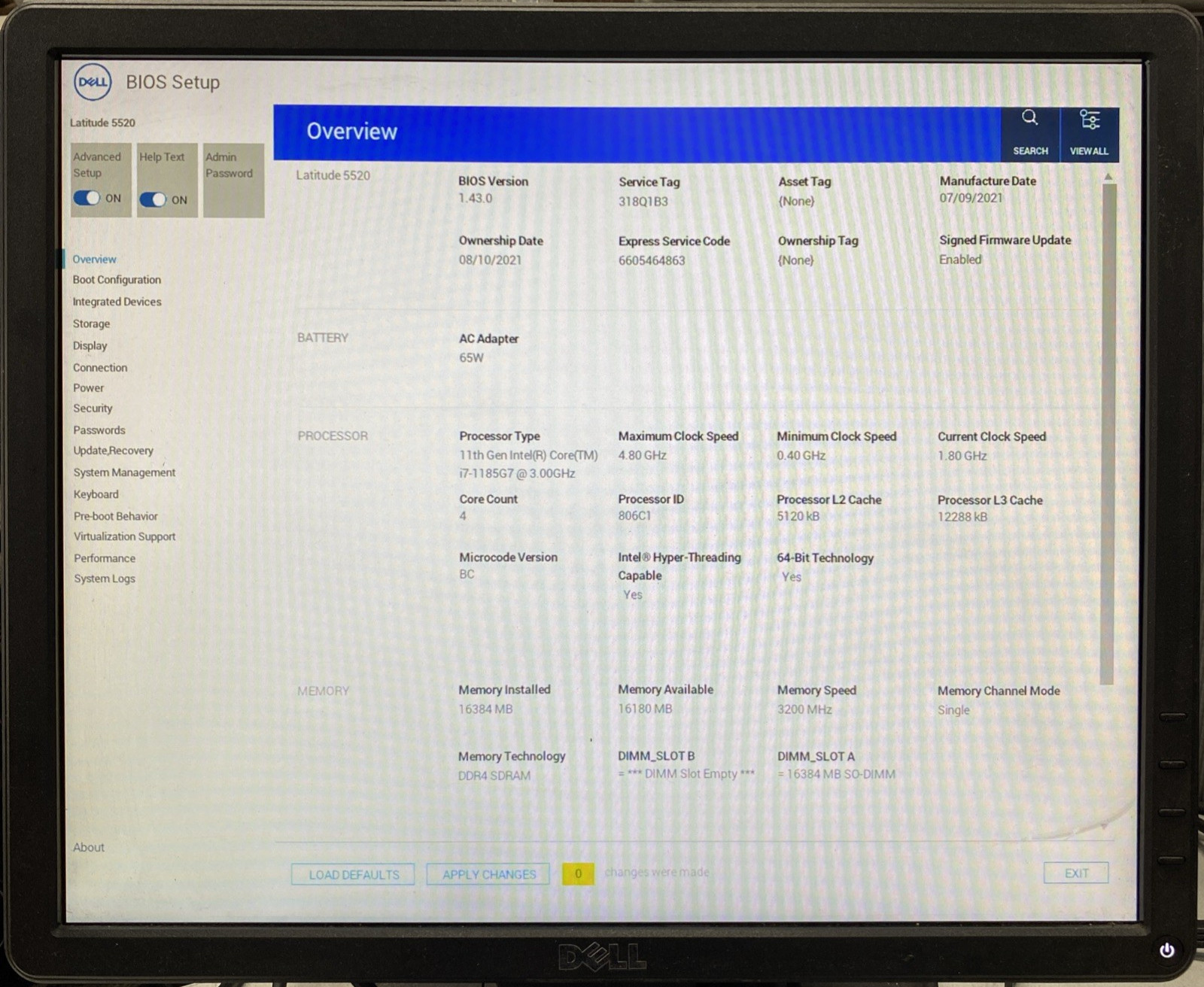 Dell Latitude 5520 i7-1185G7 3.00GHz 16GB RAM No Battery No HDD No OS No Screen