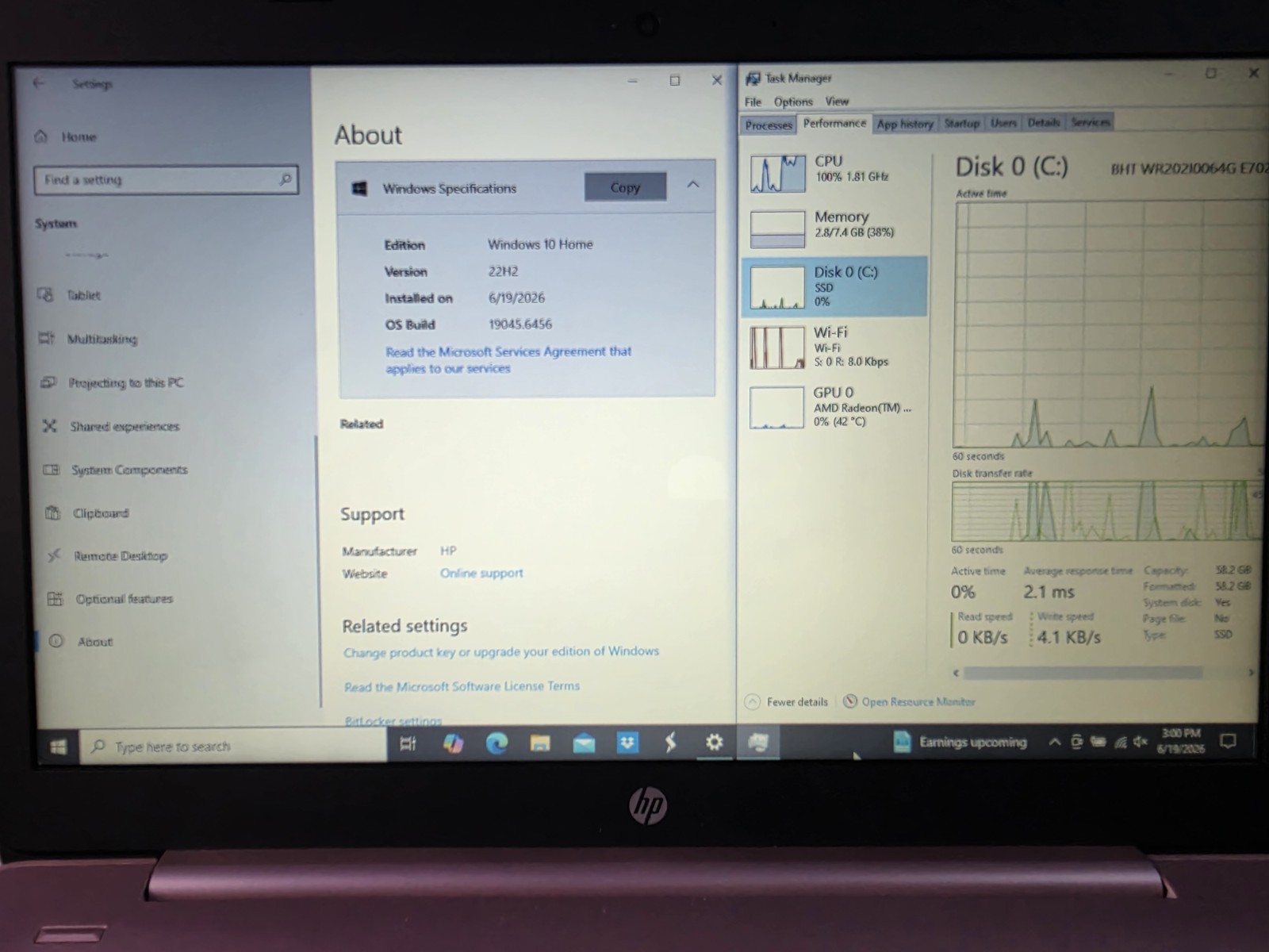 HP Stream 14-inch AMD 8GB RAM, 64GB, 1.60 GHz, Lot of 2 Laptops, See Description