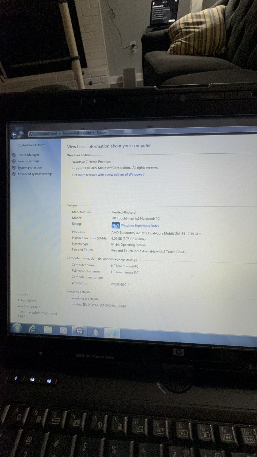 HP TouchSmart tx2 Notebook PC | AMD 2.30GHz | 4GB RAM | Windows 7 | Touch & Pen