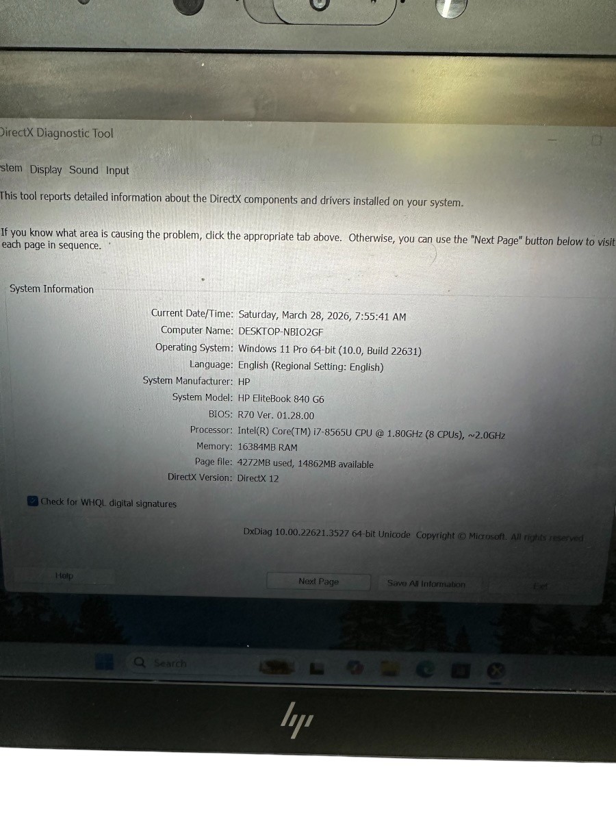 HP ELITEBOOK 840 G6 I7-8565U 16GB 500GB SSD 15″ WIN 11 PRO LAPTOP (l (PBR118822)