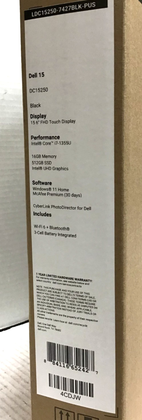 (MA3) Dell 15 (DC15250) Intel Core i7-1355U, 16GB Ram, 512GB SSD Laptop – Black