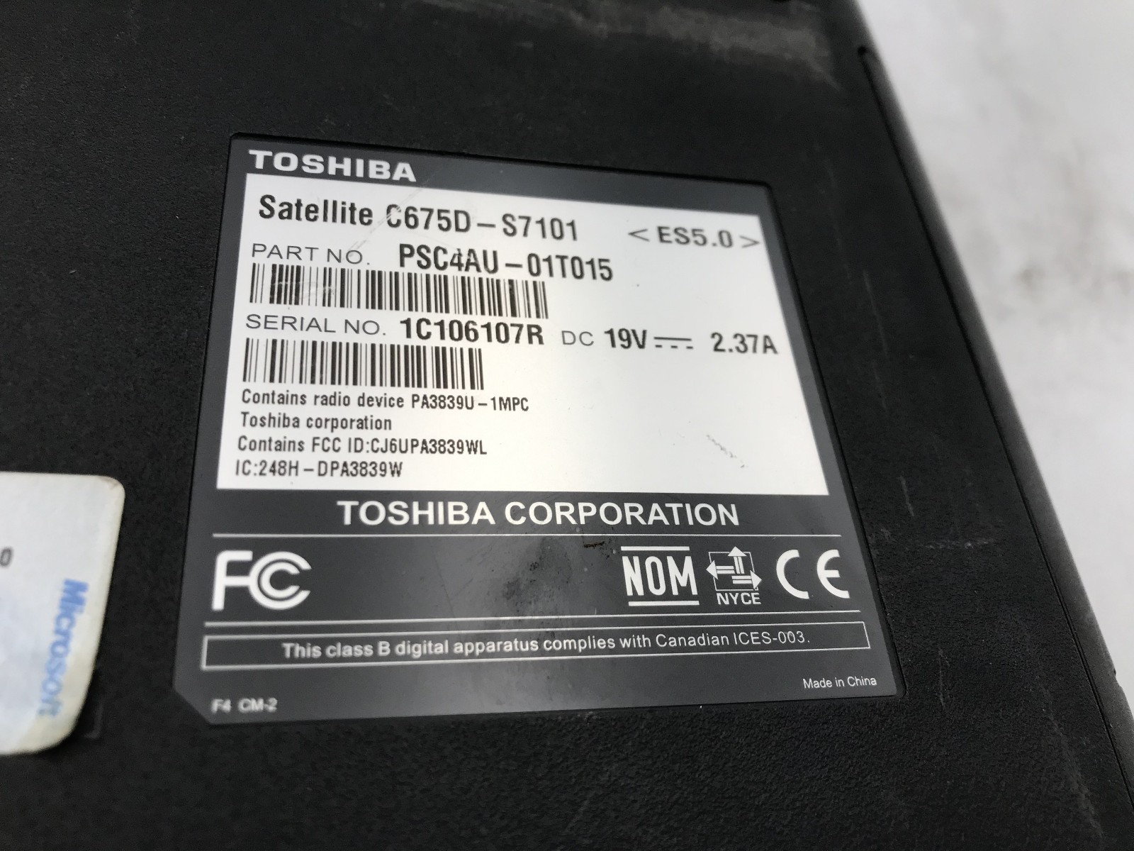 TOSHIBA SATELLITE C675D S7101 – FOR PARTS/BAD RAM SLOTS – AMD E 300 – READ – BB!