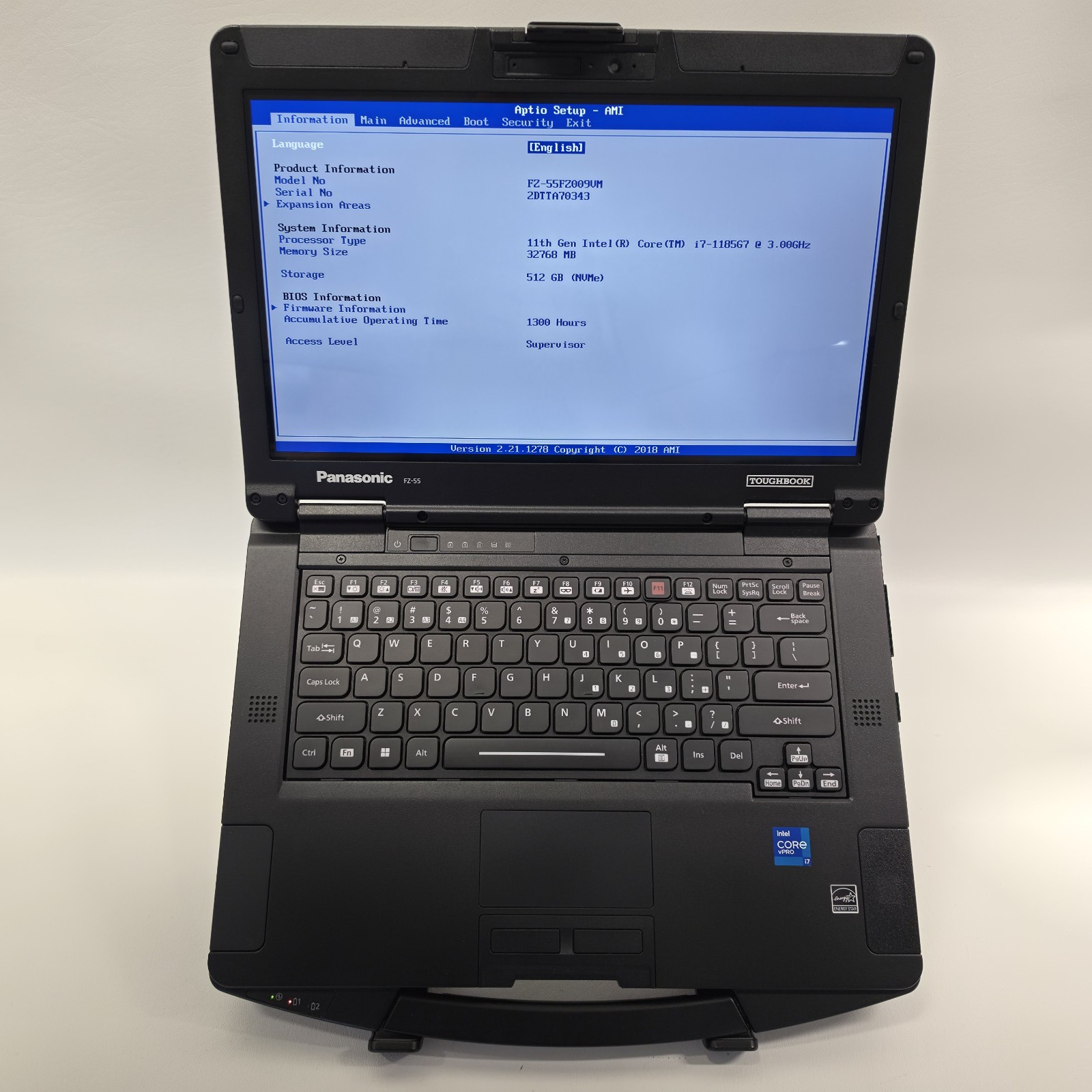 Panasonic Toughbook FZ-55 MK2 FHD I7-1185G7 32GB 512 NO OS/AC