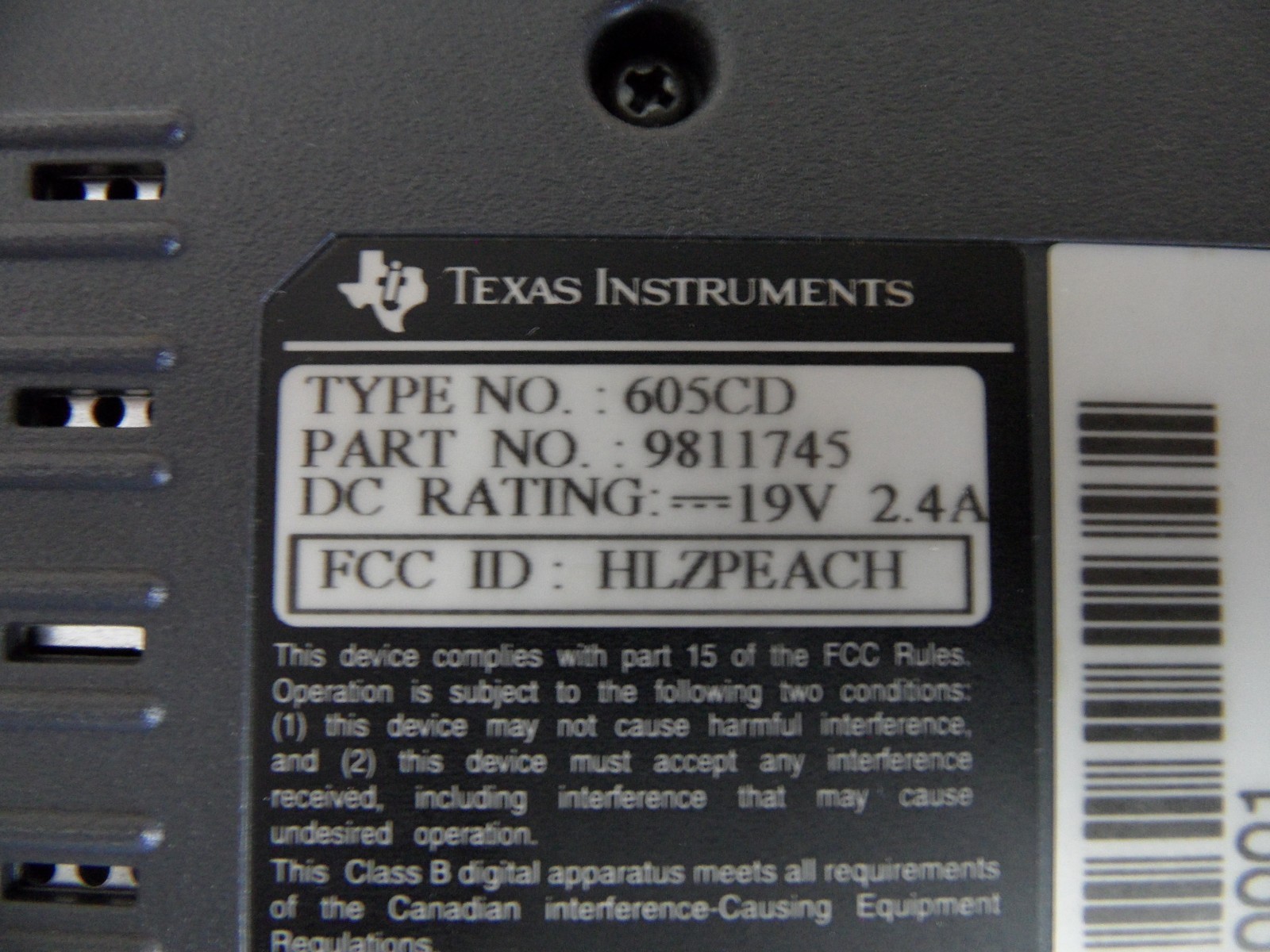 Texas Instruments 605CD Laptop For Parts Posted Bios Hard Drive Wiped *