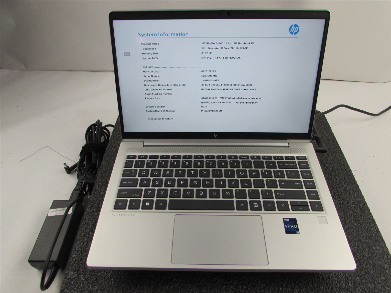 HP ELITEBOOK 640 (G9) 1920X1080 FHD TOUCHSCREEN I7-1270P NO SSD 8GB RAM NO O.S
