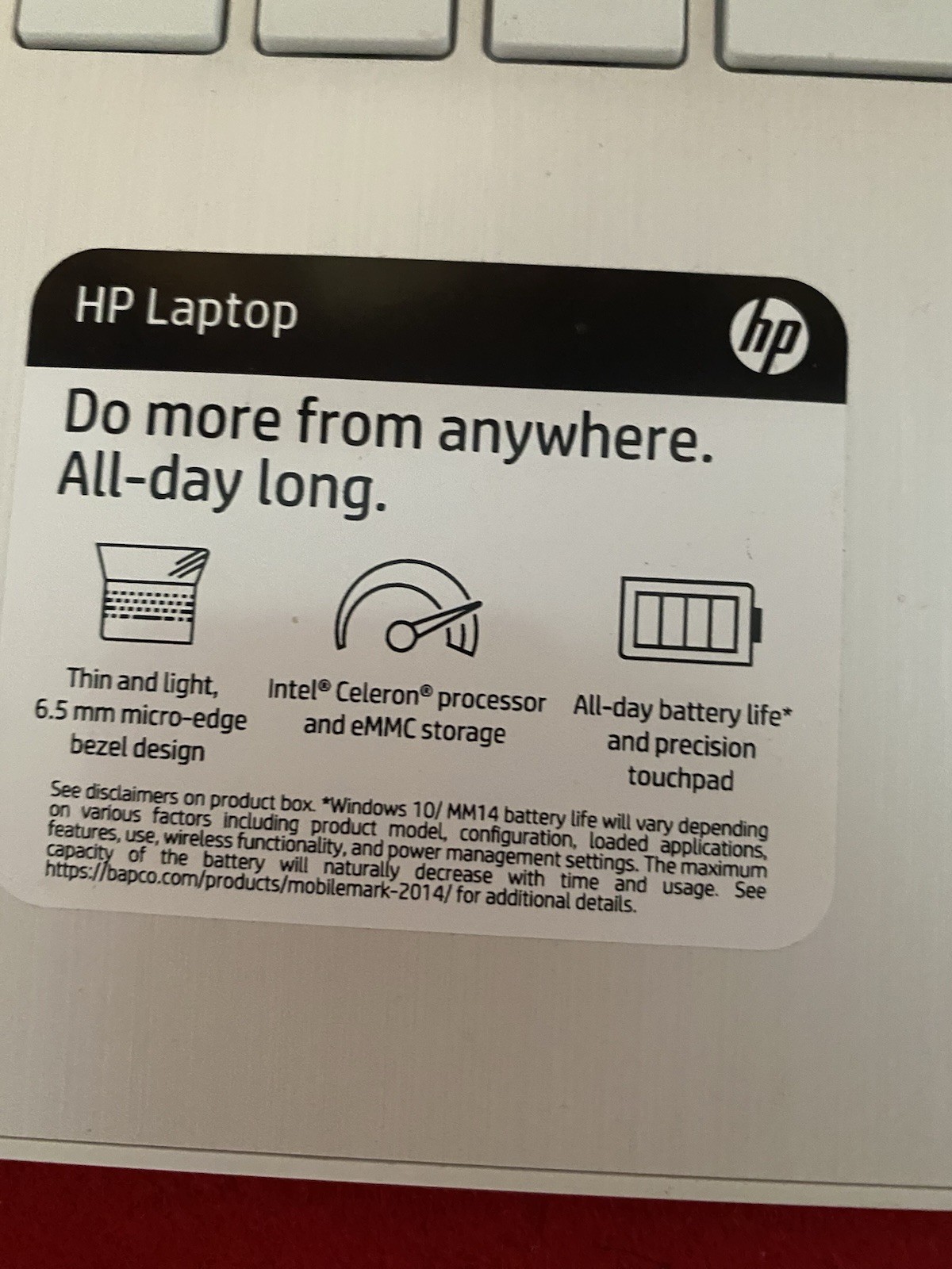 HP Laptop 14-DQ0052DX 14″ 64 GB SSD, Intel Celeron N, 1.10 GHz, 4 GB Ram – White