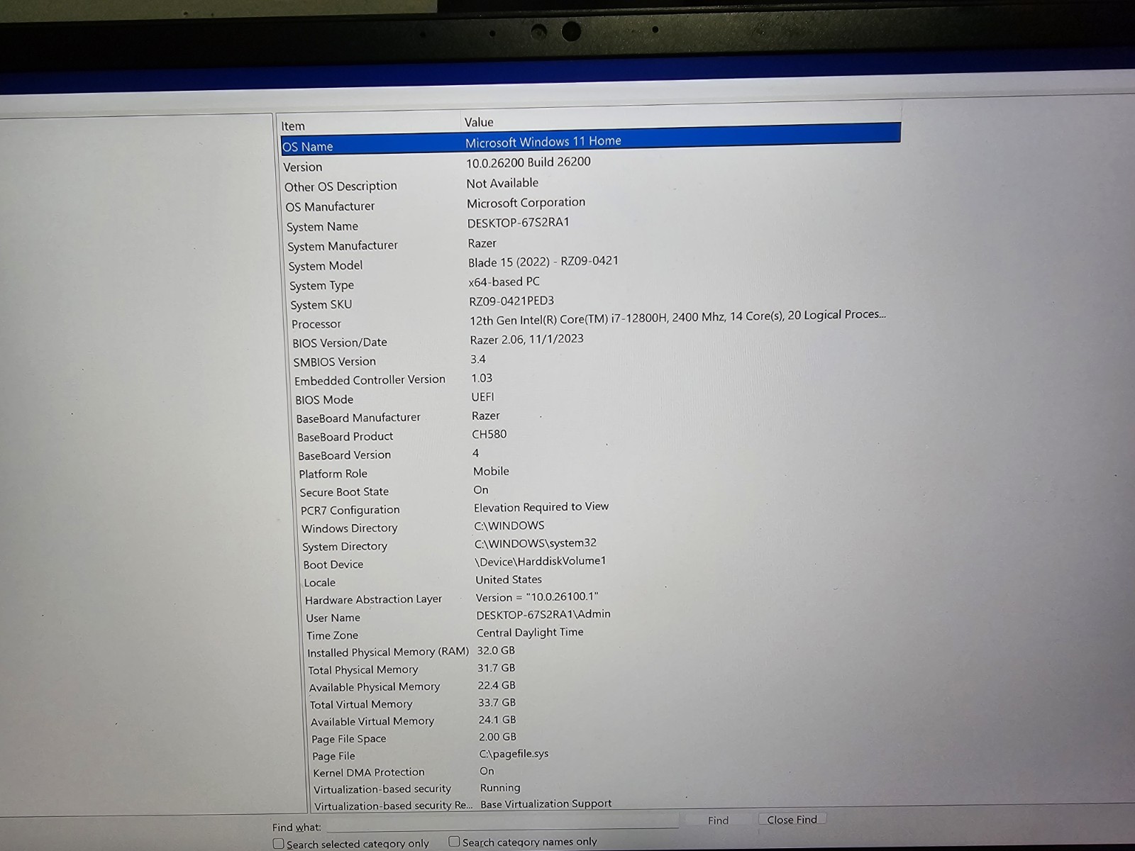 Razer Blade 15 240Hz 2K 2.4 GHz i7-12800H 32GB 1TB RTX 3070 Ti