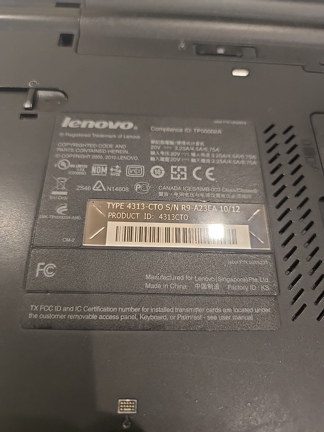 Lenovo ThinkPad T510 Intel Core i5-M520 2.66GHz 4GB Ram 256 GB HDD