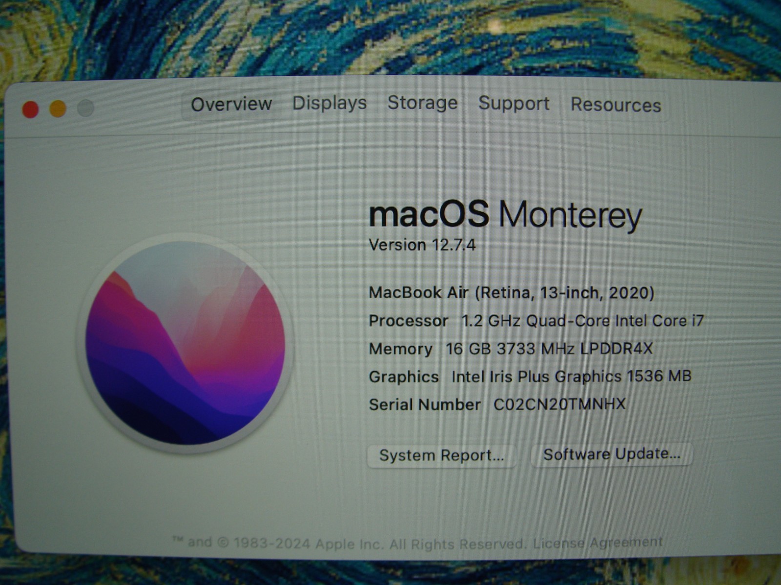 Apple MacBook Air 13″ A2179/BTO 2020 i7-1060NG7 1.2GHz 16GB 256GB OS Monterey