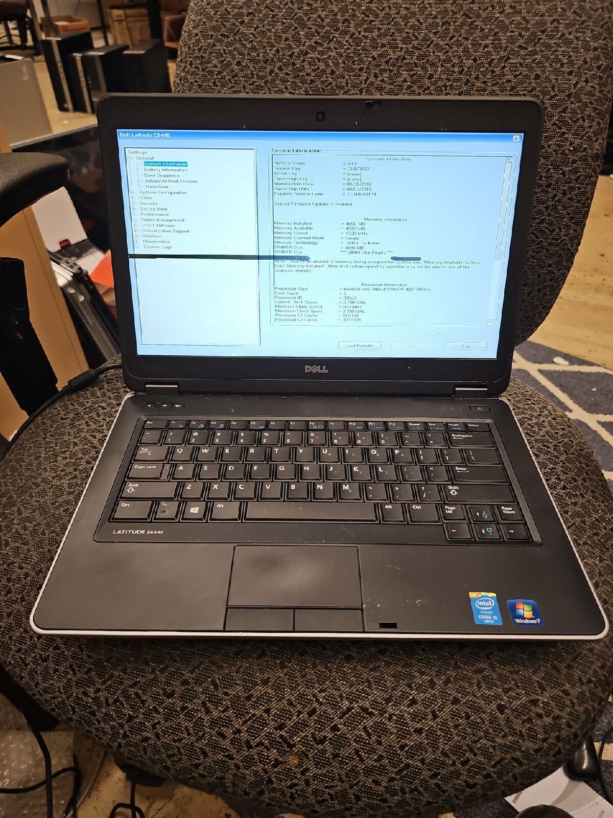 Dell Latitude E6440 NO RAM, i5-4310M, 2.70GHz, NO HDD (AS IS)