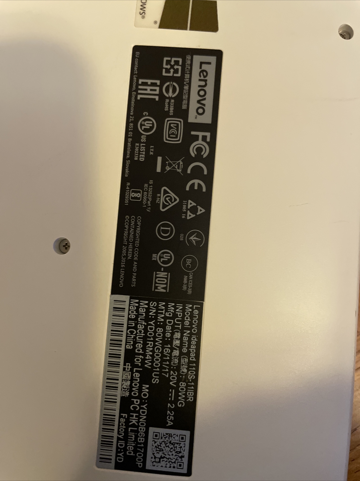 Lenovo Ideapad Windows 10 – 110S-11IBR 11.6″ White Laptop N3060 1.60GHz 2GB 32GB