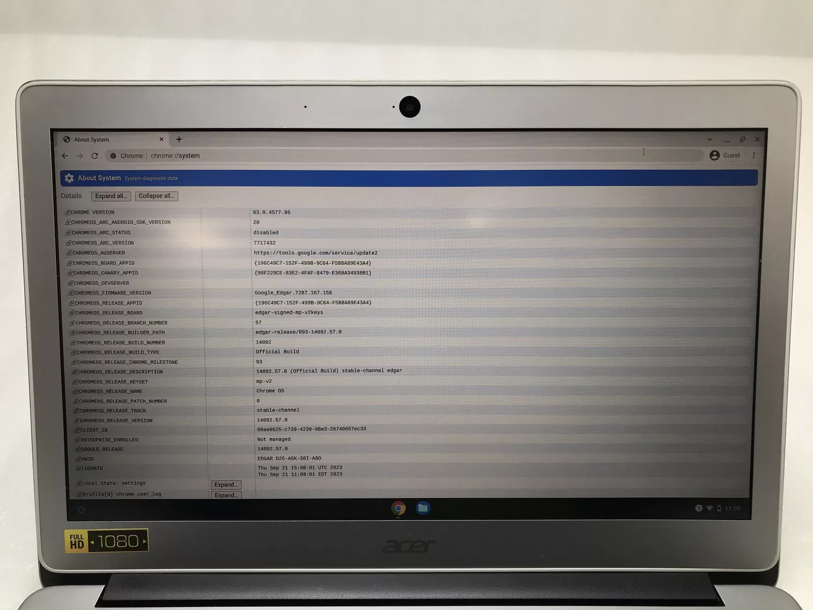 Acer CB3-431 N16P1 FULL HD 14″ Intel Celeron N3160 1.6Ghz 4GB RAM 32GB SSD