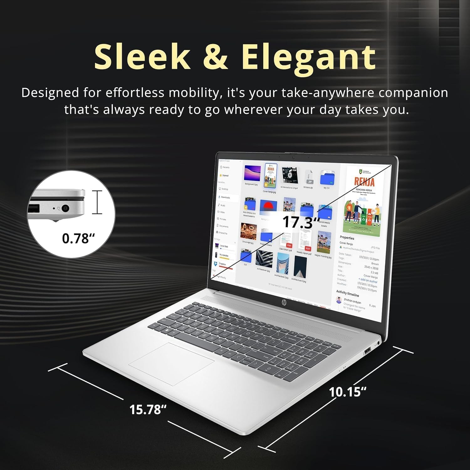 2025 HP 17.3″ FHD Laptop Computer AMD Ryzen 5 7430U 16GB RAM,512GB SSD Win 11