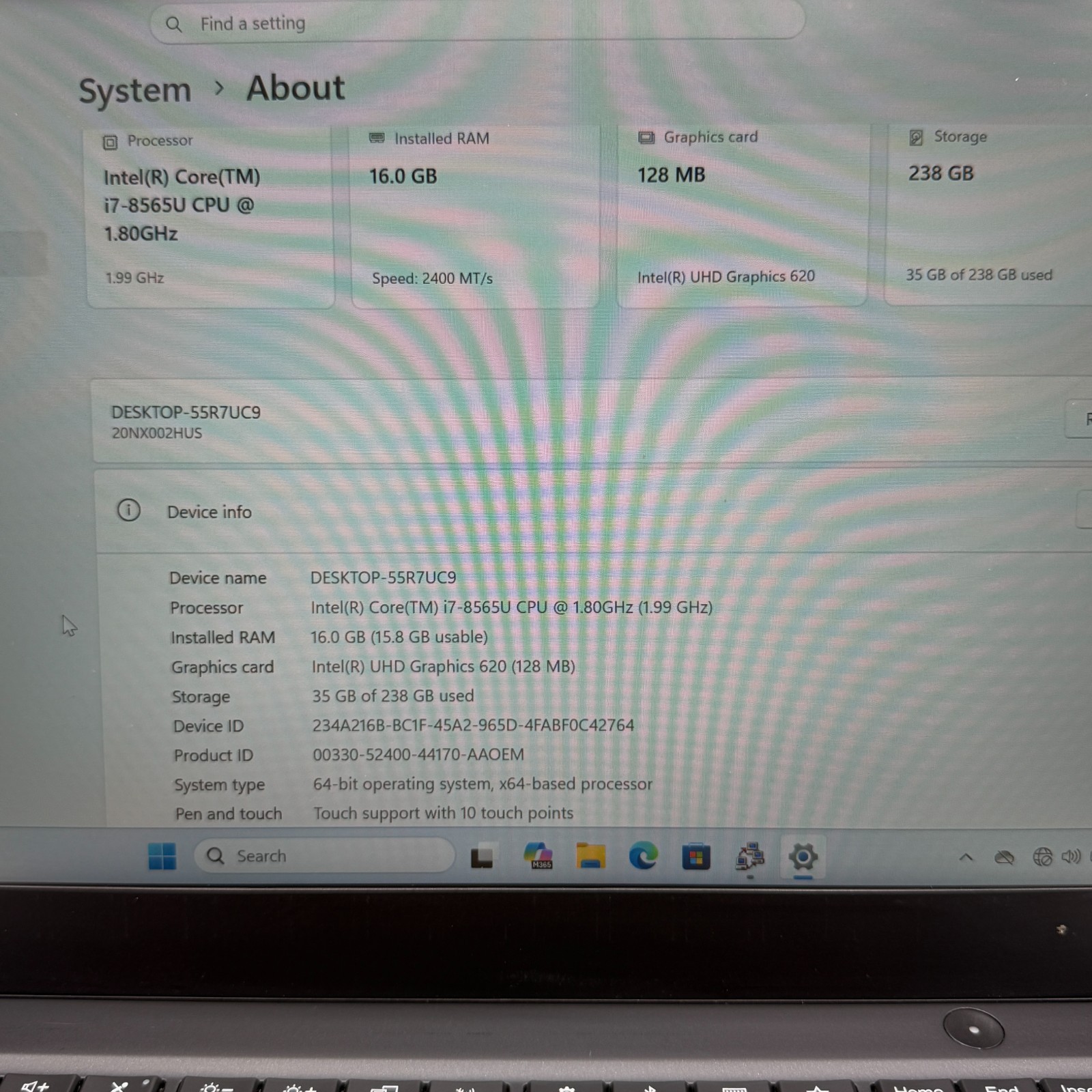 Lenovo ThinkPad T490s 14″ i7-8565U 16GB RAM 256GB SSD Win11 Pro Fingerprin Fair