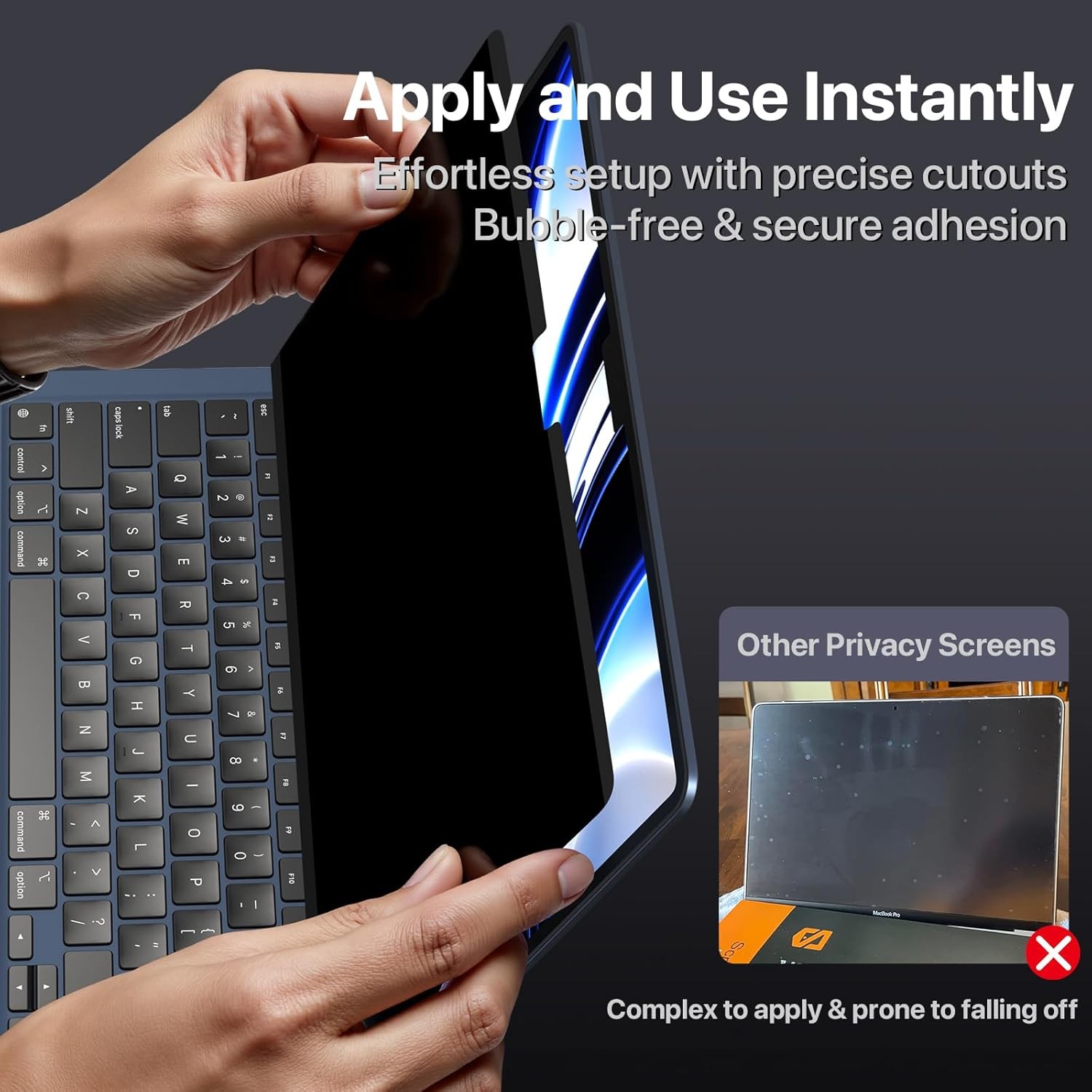 Privacy Screen for MacBook Air 13.6 Inch (2025–2022, A2681 A3113 A3240), Reusabl