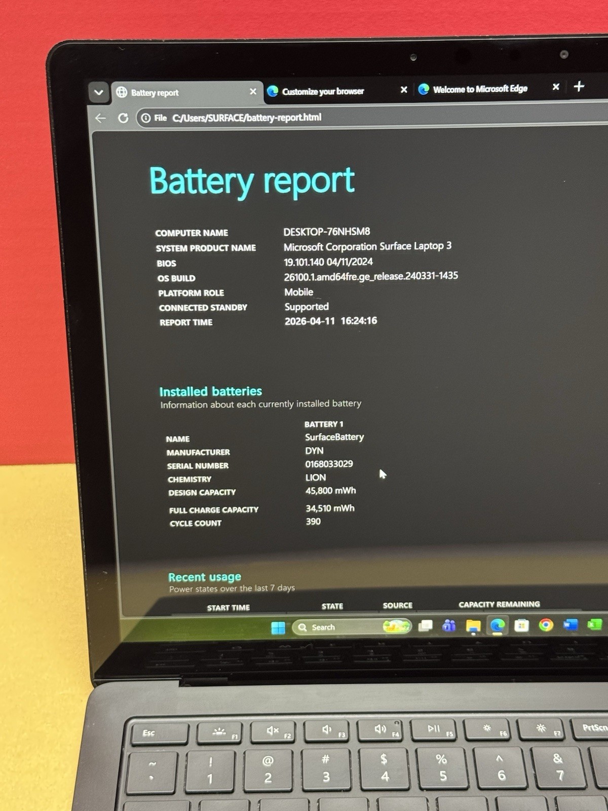 Microsoft Surface Laptop 3 i5-1035G7 1.20GHz/16GB RAM/256GB NVMe SSD/Win11