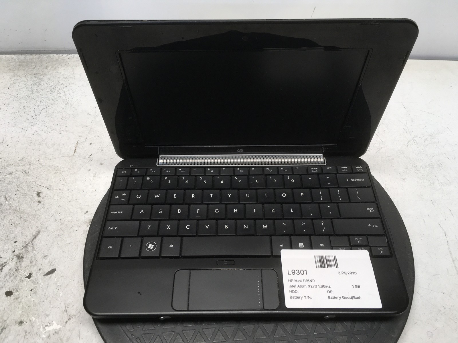HP Mini 1116NR Intel Atom N270 1.6GHz 1 GB NO HDD No Batt