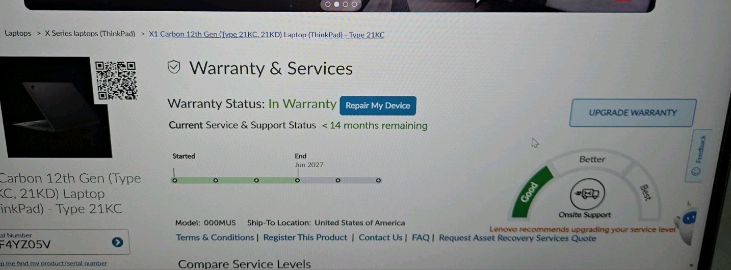 LENOVO X1 Carbon 12th Gen 14 Touch ULTRA 7 165U 1TB 32GB, STILL UNDER WARRANTY