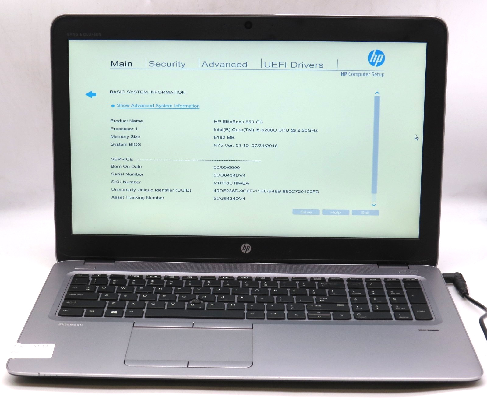 HP EliteBook 850 G3/i5-6200U @2.30GHz/8GB RAMNo Storage/No OS *READ*