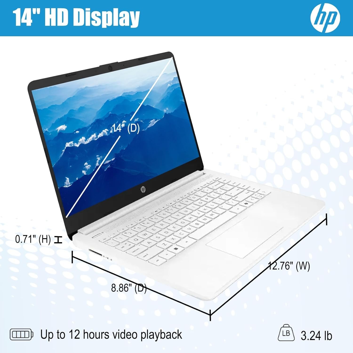 HP 14″ Business Laptop,Intel Celeron N4500,4GB RAM,64GB eMMC,1-Year Office 365