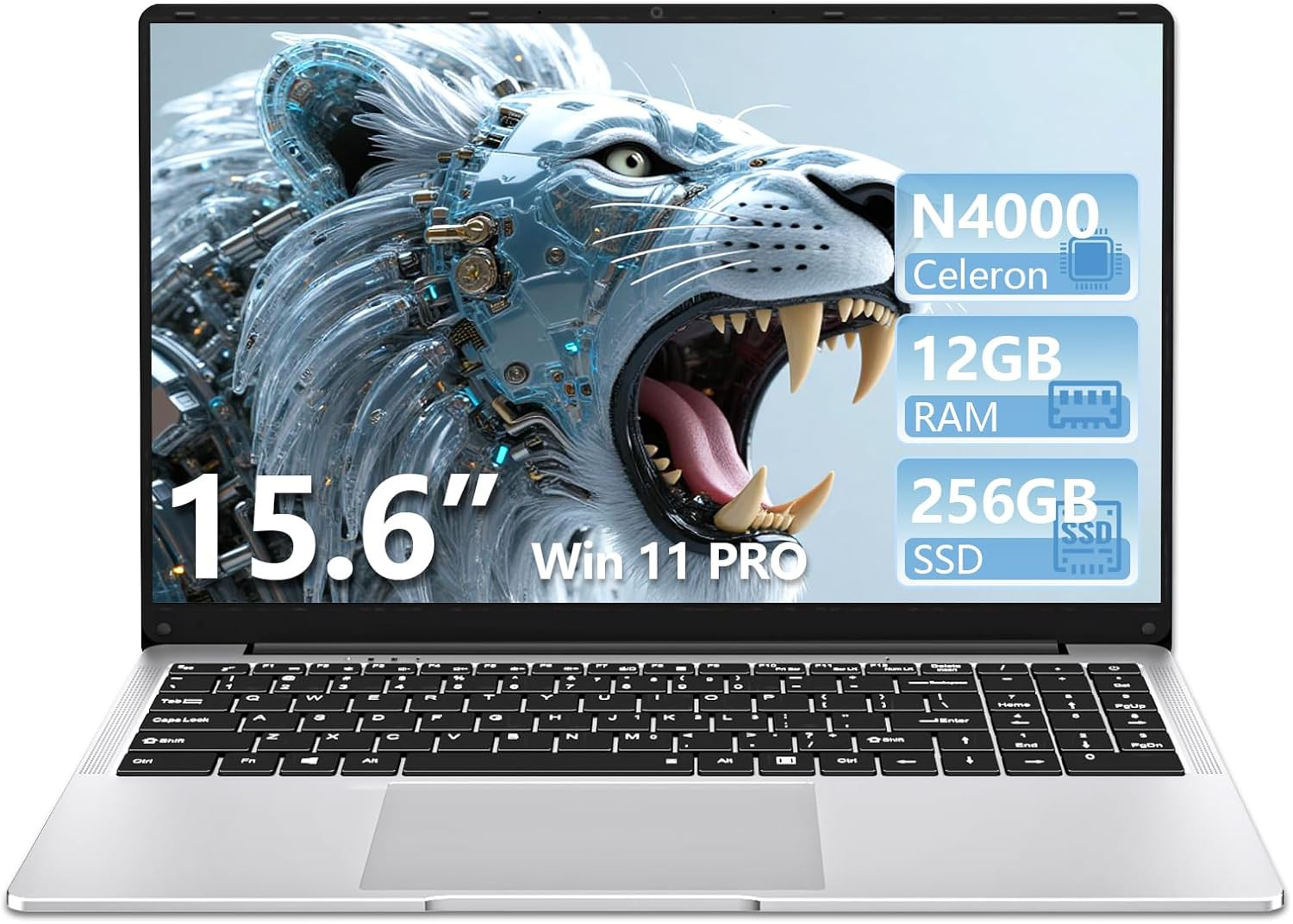 Laptop, 15.6’’ Laptop Computer with Celeron Processor N4000, 2Cores 2Threads, 8G