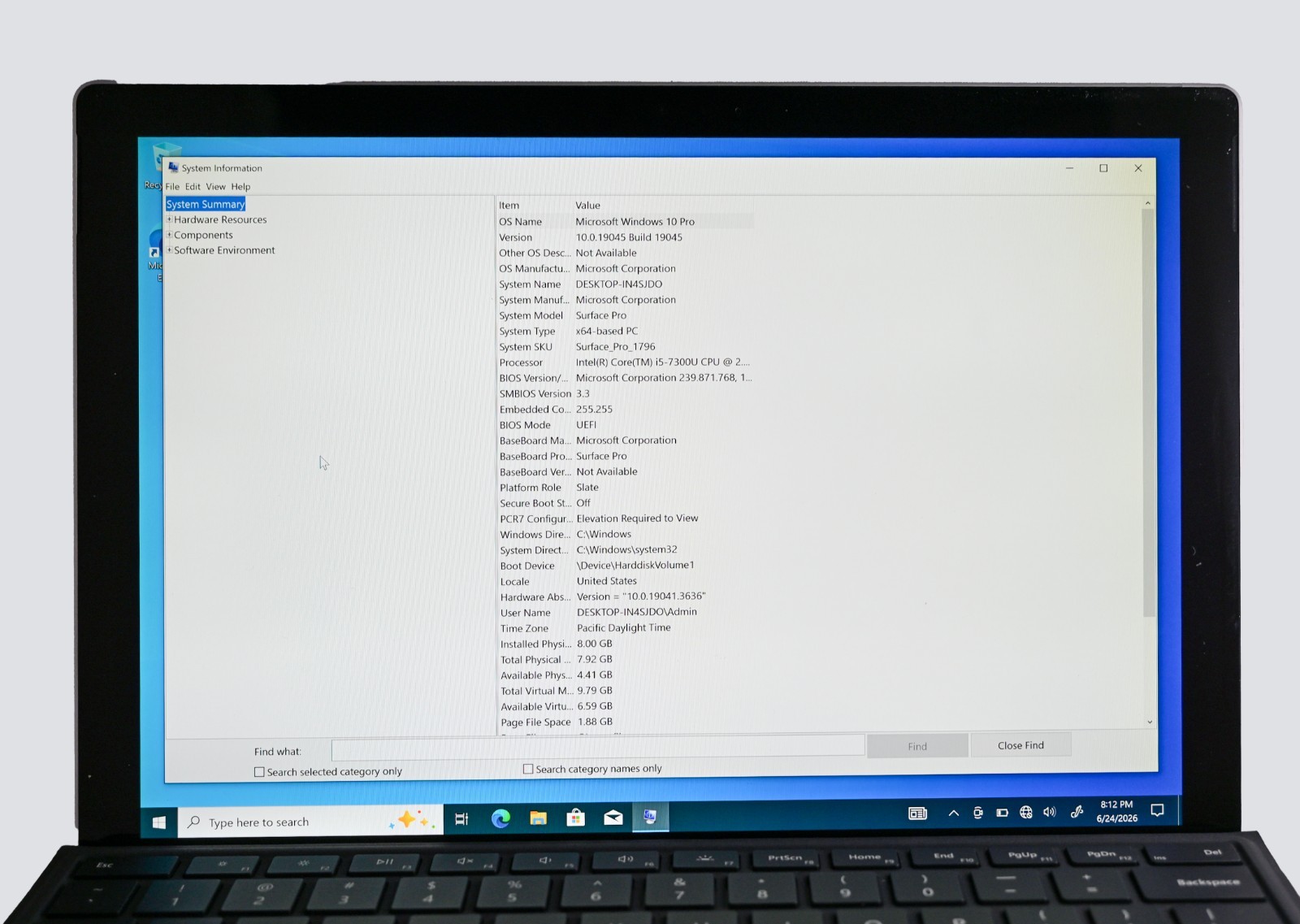 Microsoft Surface Pro 5 1796 i5-7300 2.6GHz 8GB RAM 256GB SSD Windows 10