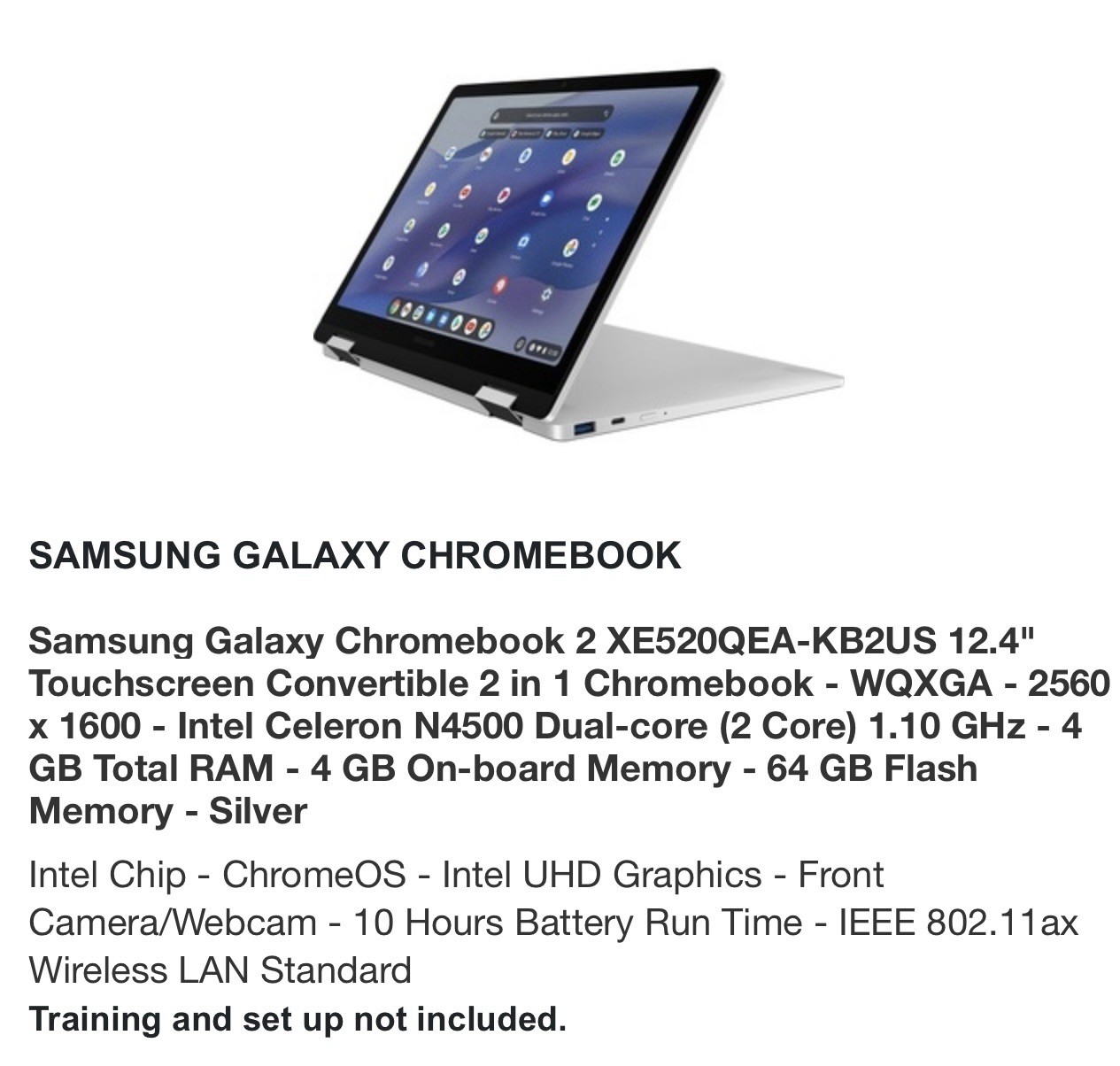 Samsung Galaxy Chromebook 2 XE520QEA-KB2US 12.4″ Touchscreen Convertible 2 in 1
