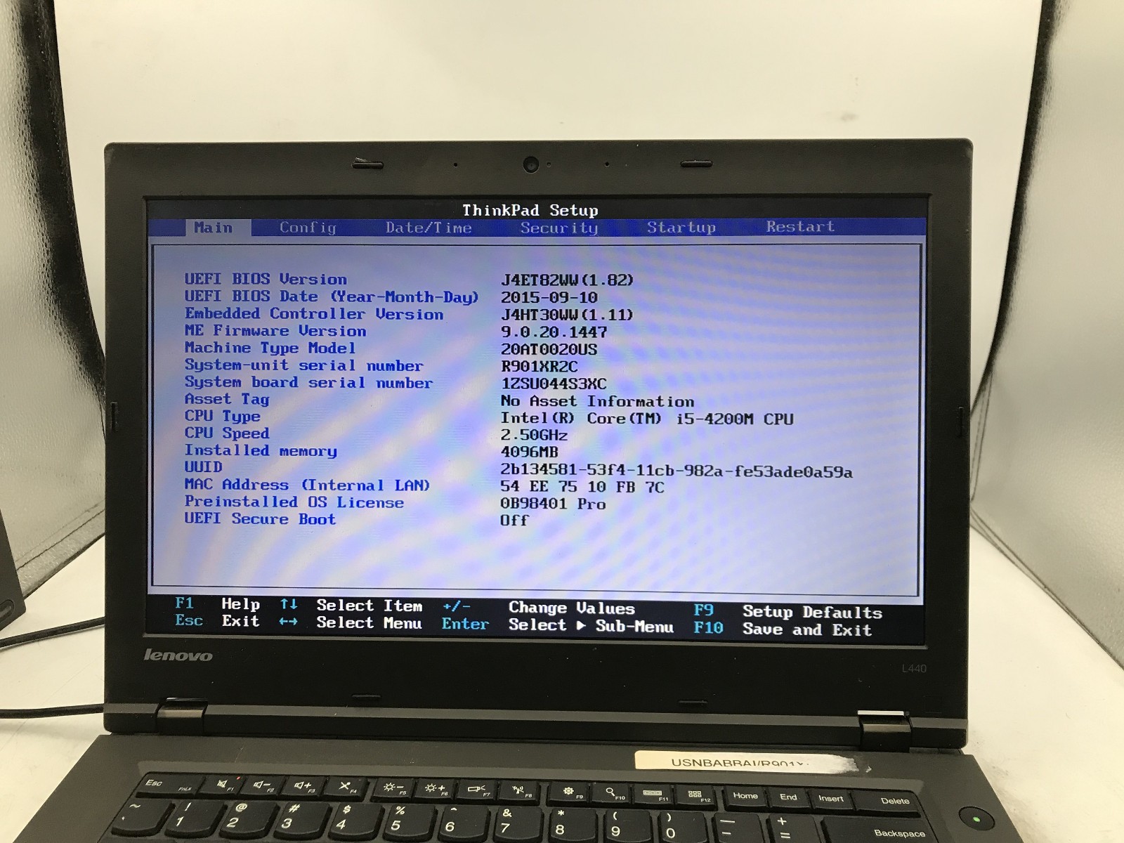 LENOVO THINKPAD L440 – BOOTS TO BIOS – INTEL I5 4200M – NO RAM – READ DESC – BB!