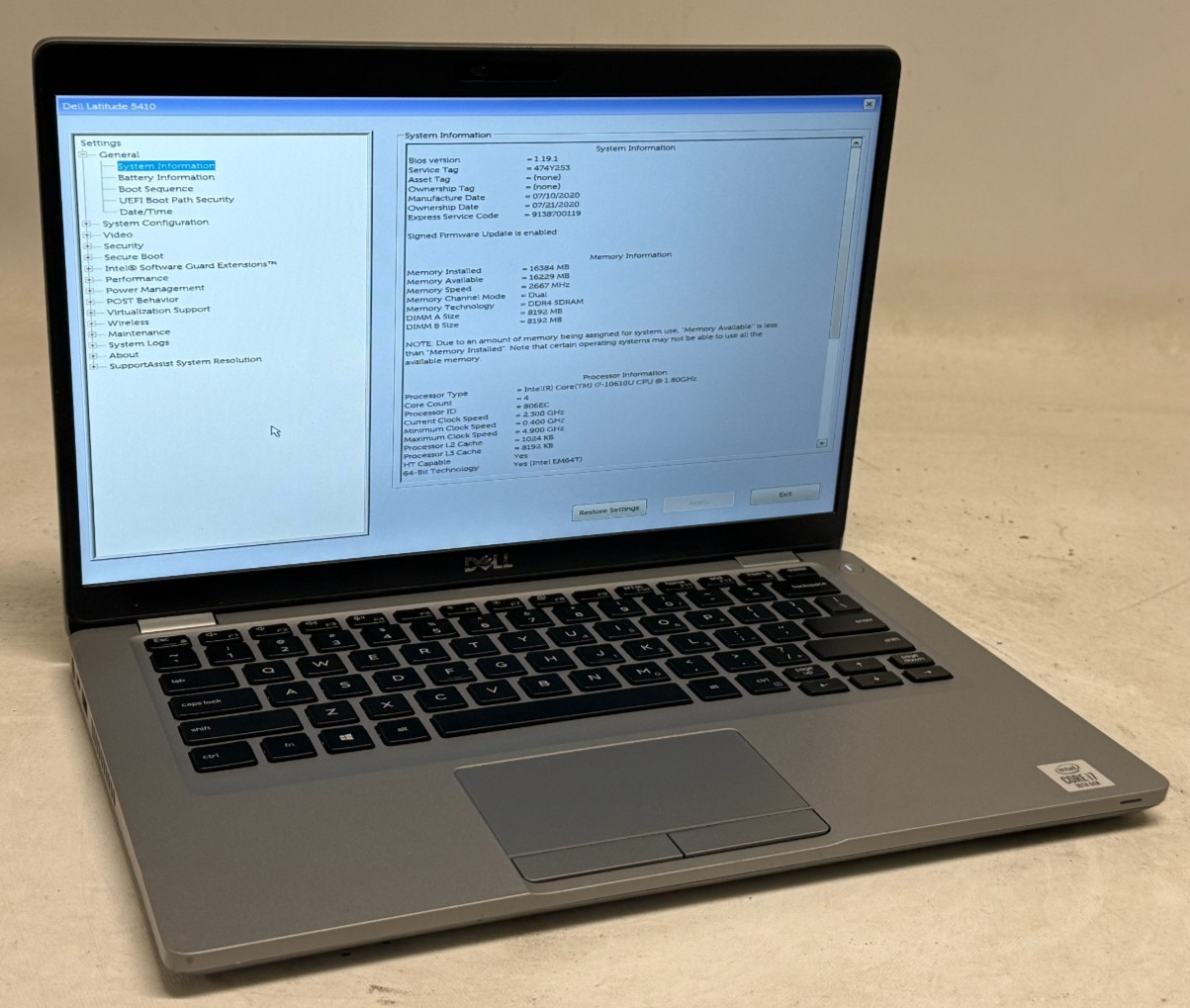 Dell Latitude 5410 14″ (i7-10610u 1.80GHz – 16GB RAM – 512GB SSD – Win11Home)