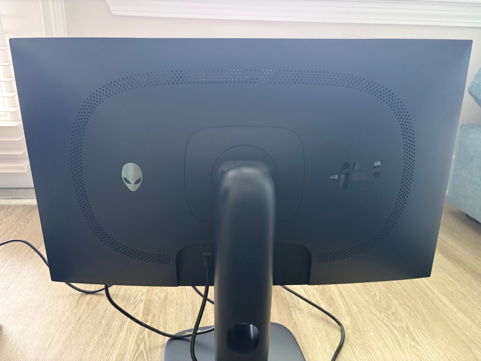 Alienware laptop, gaming monitor, mouse, keyboard, headset and backpack.