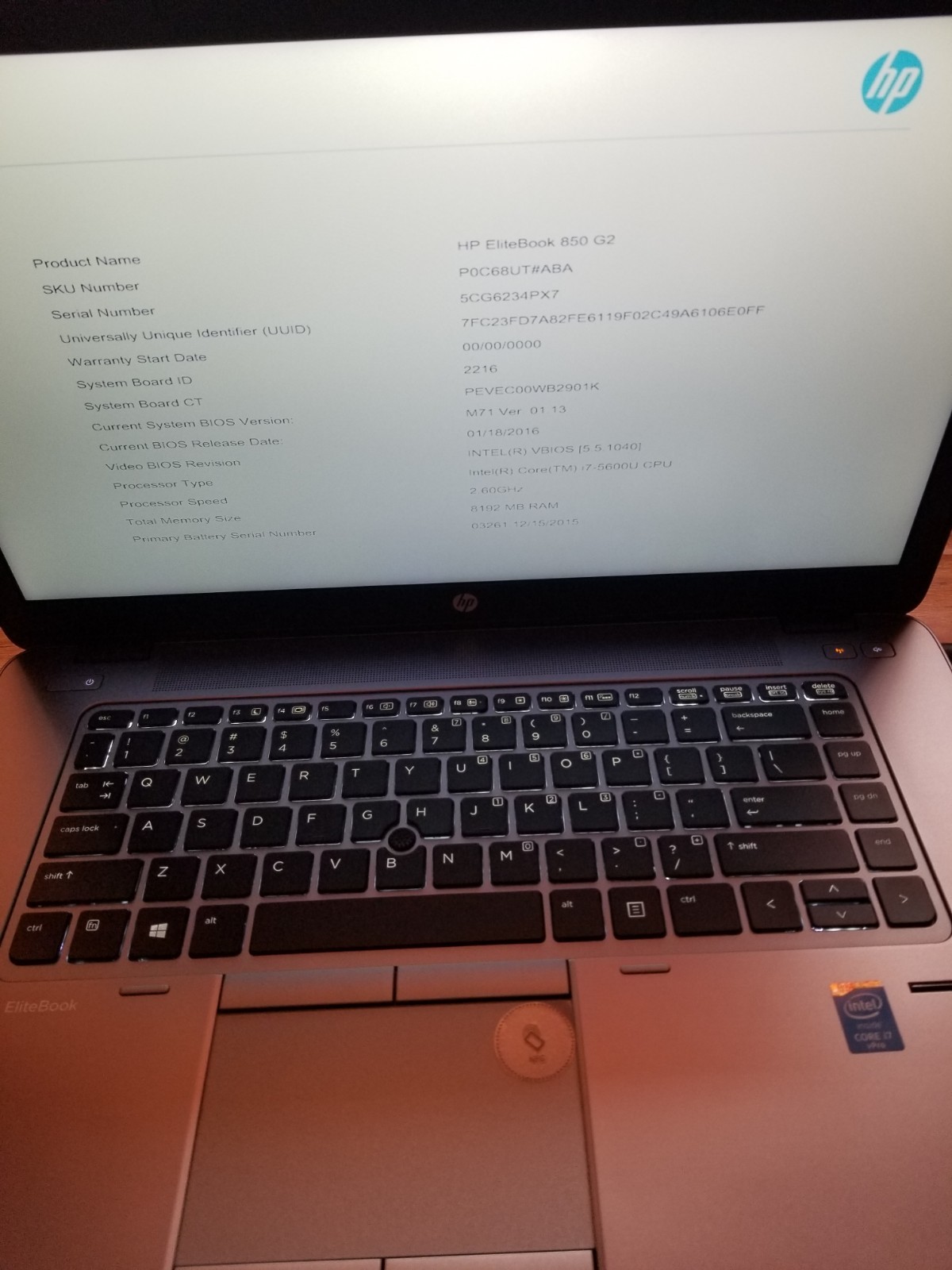 Lot 4 HP EliteBook 850 G2 i7-5600U 2.6 GHz 8GB RAM 128GB SSD Batt 15.6″ NO AC|OS
