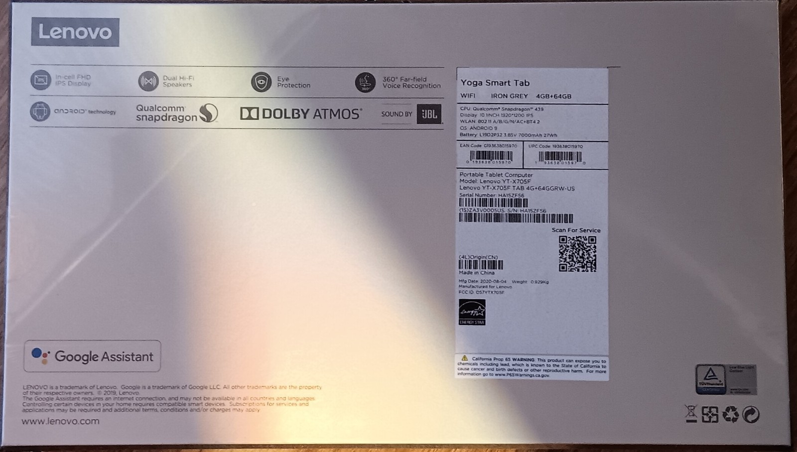 Lenovo Yoga Smart Tab with the Google Assistant 4/64 GB – Iron Grey