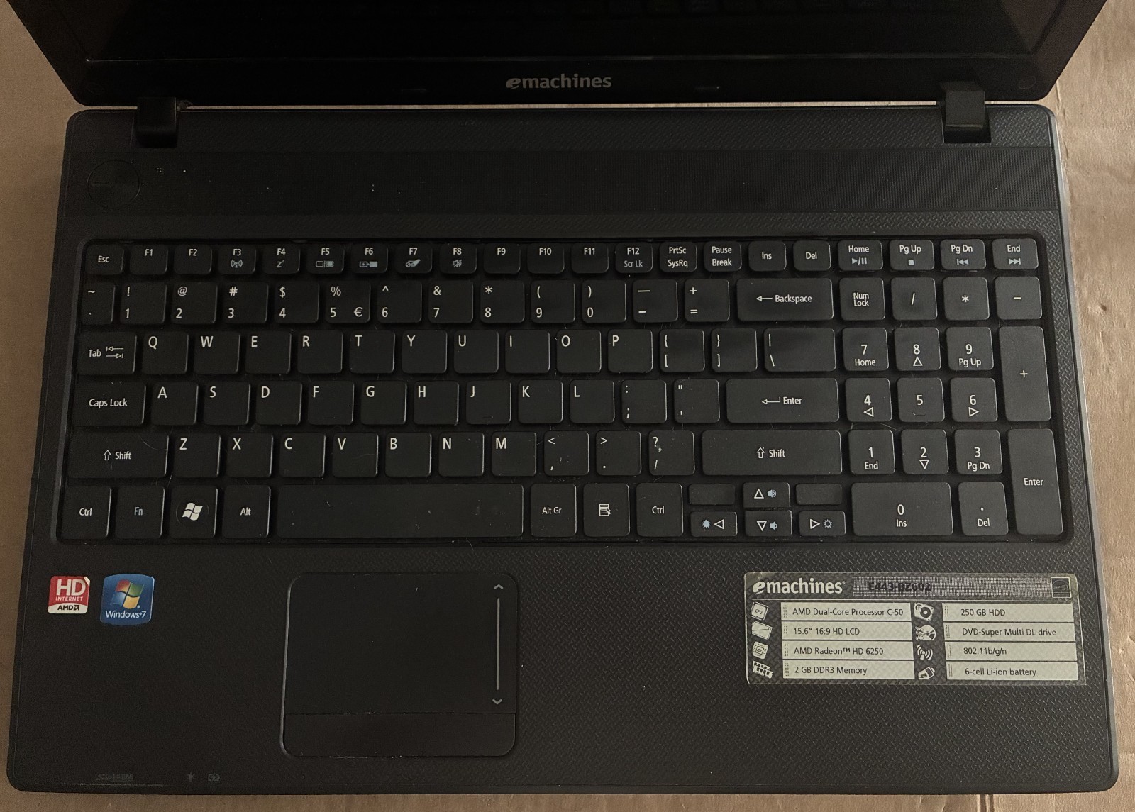 eMachines E443-BZ602 AMD C-50 1000MHz 6 GB NO HDD/OS laptop only