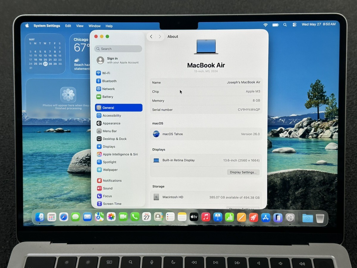 Apple MacBook Air 2024 M3 Chip, 13-inch, 8GB RAM, 512GB SSD, Space G (PD1124576)