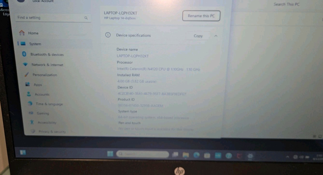 HP Laptop Ultralight 14-dq0760dx Intel Celeron N4120 + HP fd0081wm READ!