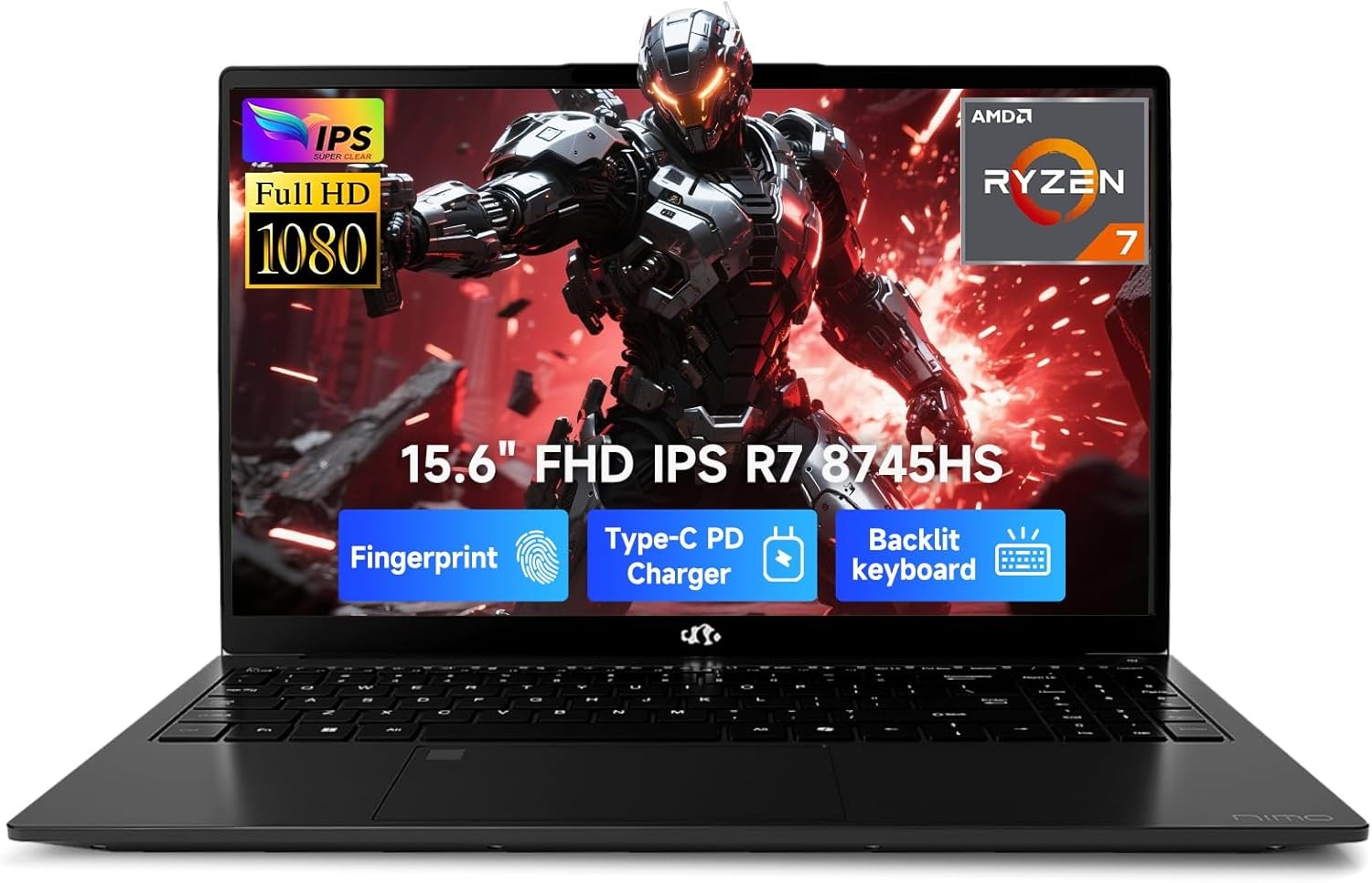 NIMO 15.6″ IPS FHD-Gaming-Laptop, AMD Ryzen 7 8745HS 16GB DDR5 RAM 512GB SSD