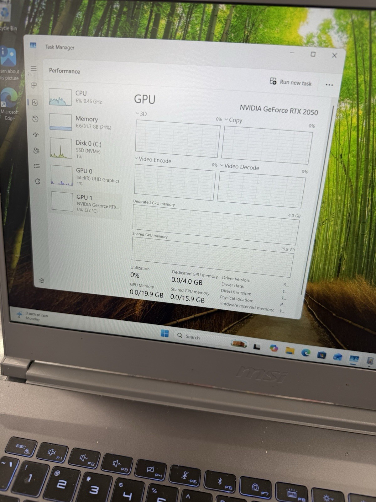 MSI Thin 15 B13UCX 15.6” i5-13420H 16GB 512GB SSD GeForce RTX 2050