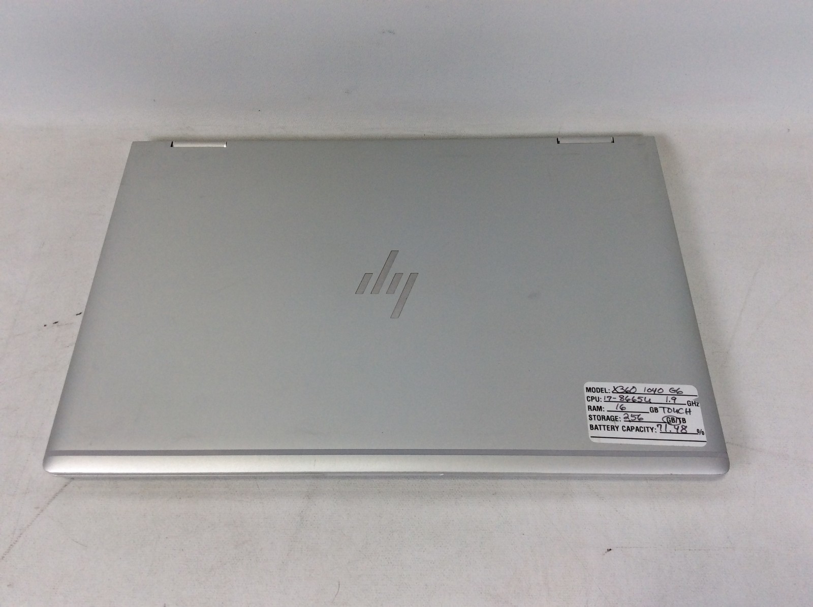 HP EliteBook X360 1040 G6 I7-8665U 1.9GHz 16GB RAM 256GB +Charger Batt Cap 71%
