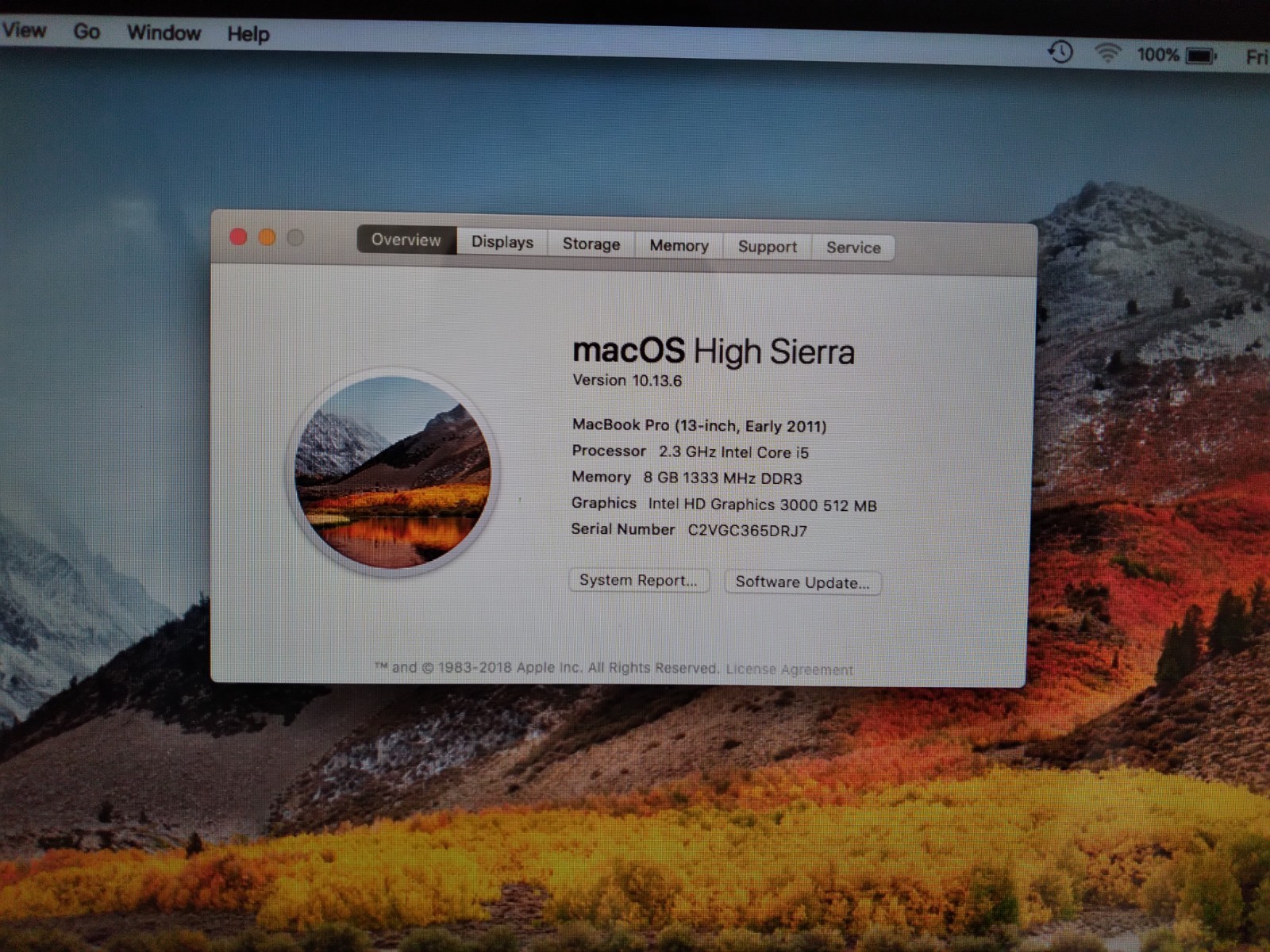 MacBook Pro 8.1 13″ (2011) Core i5 2.3GHz, 8GB RAM, 240GB SSD, High Sierra