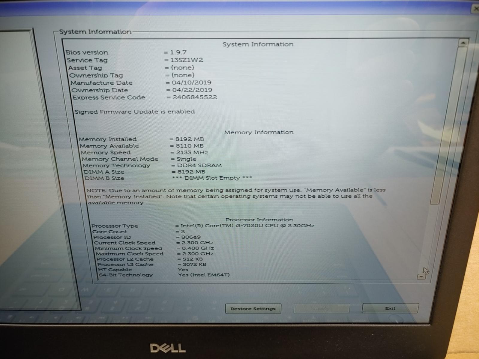 Dell Latitude 3490 14″ Touch i3-7020U✔ *NO RAM/NO HDD/NO AC* MISSING HINGE COVER