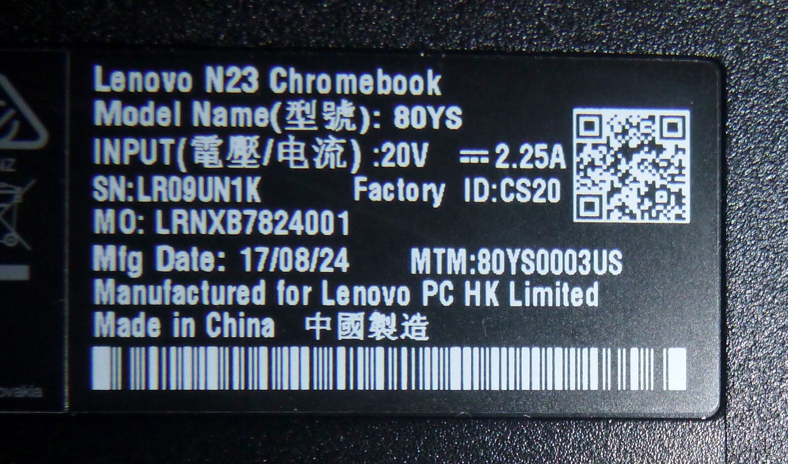 Lenovo N23 Chromebook 80YS