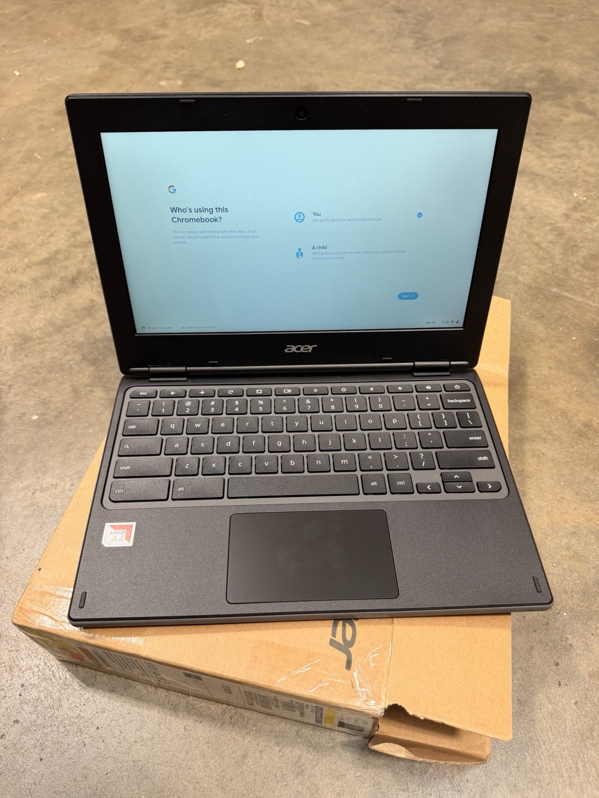 Acer 311 Chromebook 11.6” HD, A4-9120C, 4GB RAM, 64GB eMMC